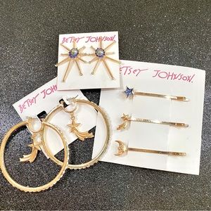 Betsey Johnson ‘Celestial’ Earrings & Hair Pin Bundle NWT!